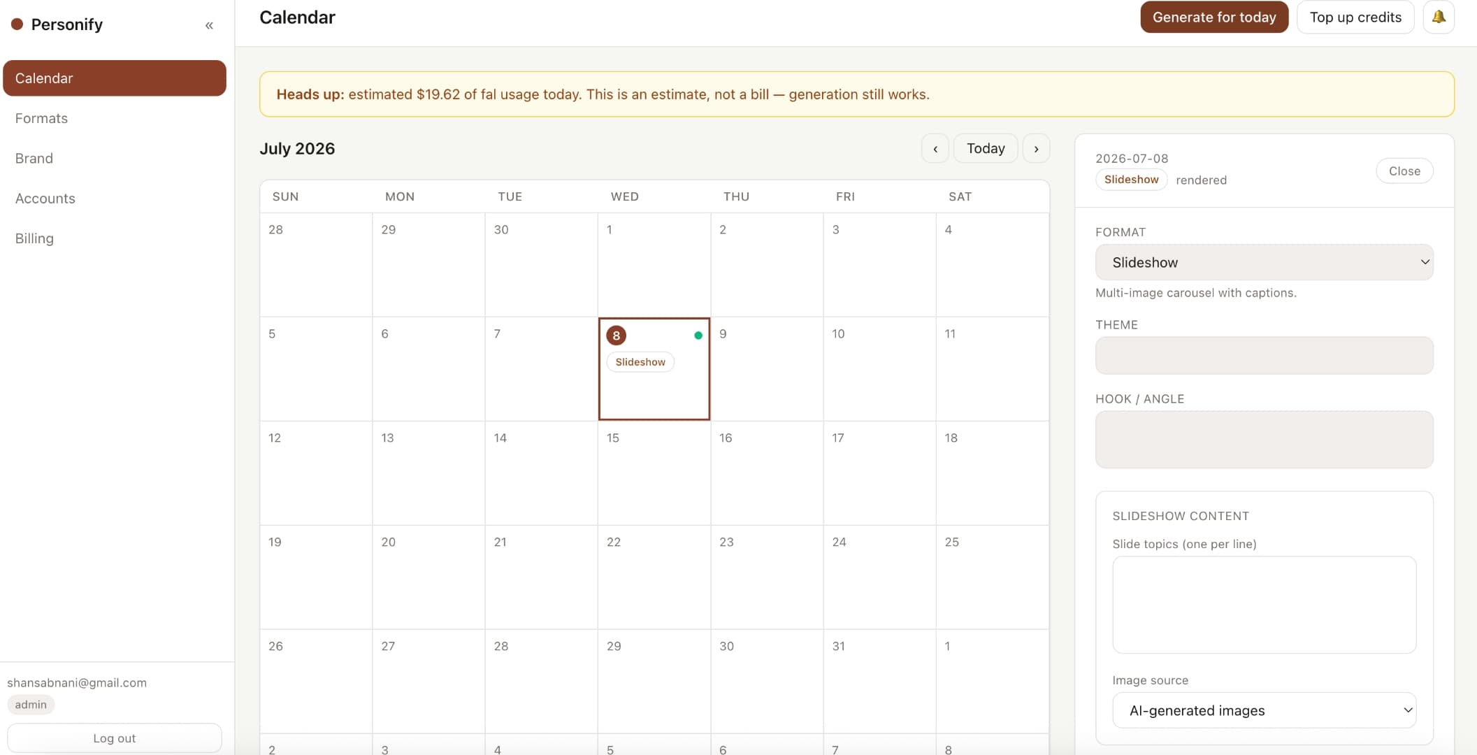 A month of Personify posts on the calendar, every day already drafted