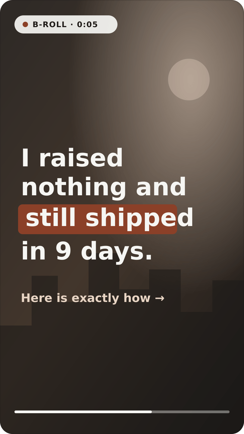 Wall of Text sample render — a vertical reel mockup